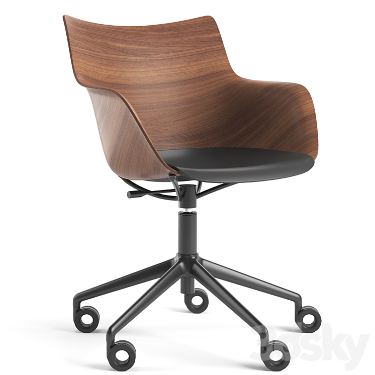 Kartell Q\/Wood Chair 3DS Max Model - thumbnail 3