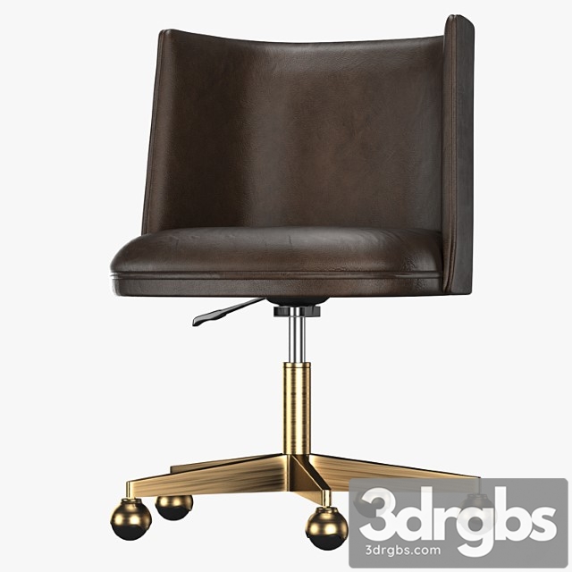 Kinney leather desk chair – antiqued brass 2 3dsmax Download - thumbnail 1