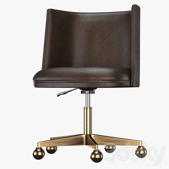 KINNEY LEATHER DESK CHAIR – ANTIQUED BRASS 3DSMax File - thumbnail 1