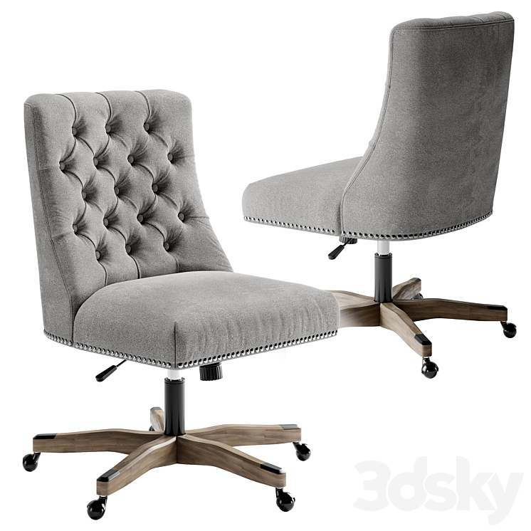 Linon Home Décor Honor Light Gray Office Chair Gray 3DS Max Model - thumbnail 1