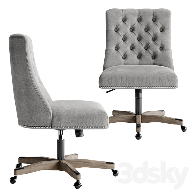 Linon Home Décor Honor Light Gray Office Chair. Gray 3DSMax File - thumbnail 2