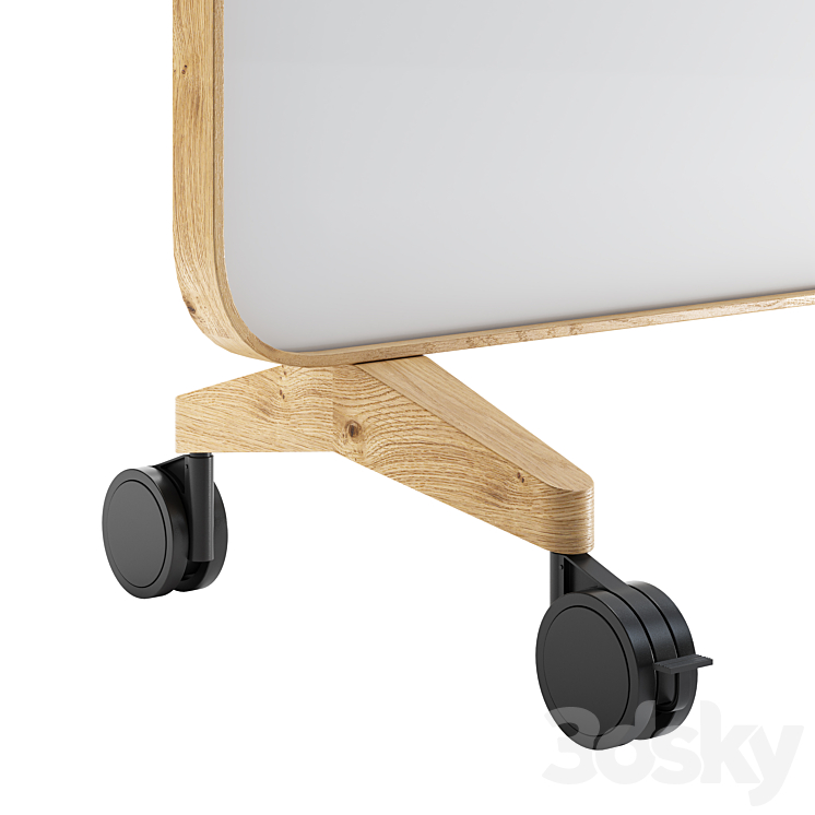 Lintex Frame Mobile double-sided glassboard with a bentwood frame 3DS Max Model - thumbnail 2