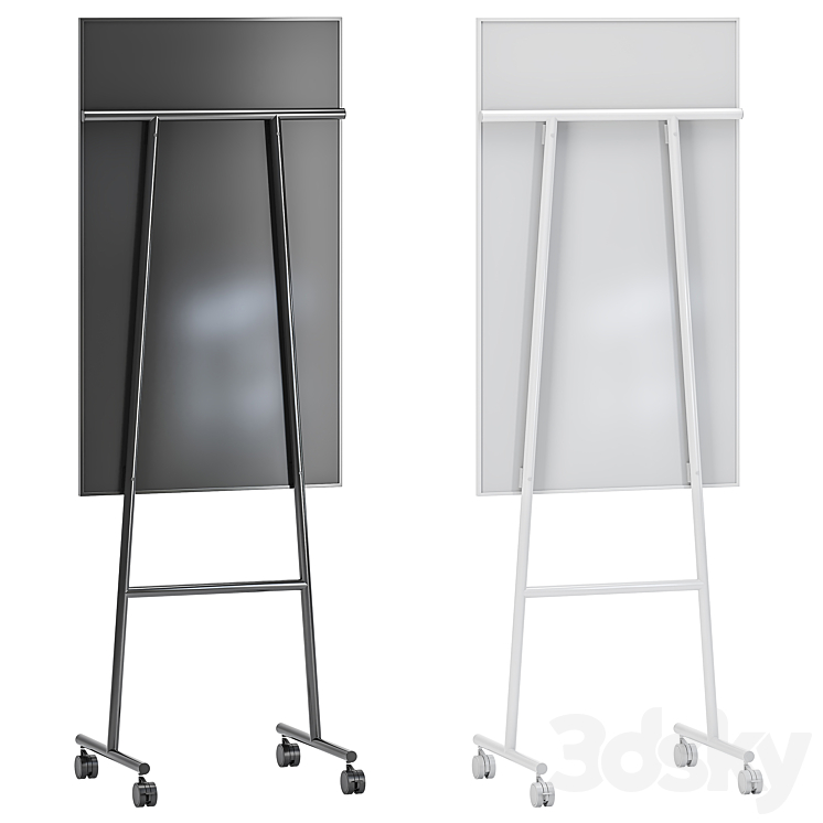 Lintex One Whiteboards with a black or white stand 3DS Max Model - thumbnail 2