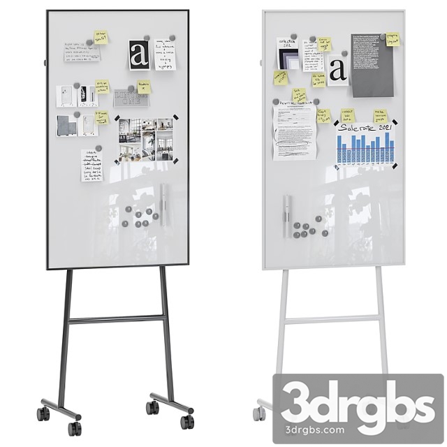 Lintex One Whiteboards With A Black Or White Stand 3dsmax Download - thumbnail 1