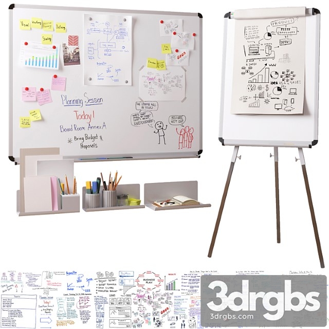 Magnetic whiteboard, flipchart, set for creating drawings with a marker - thumbnail 1