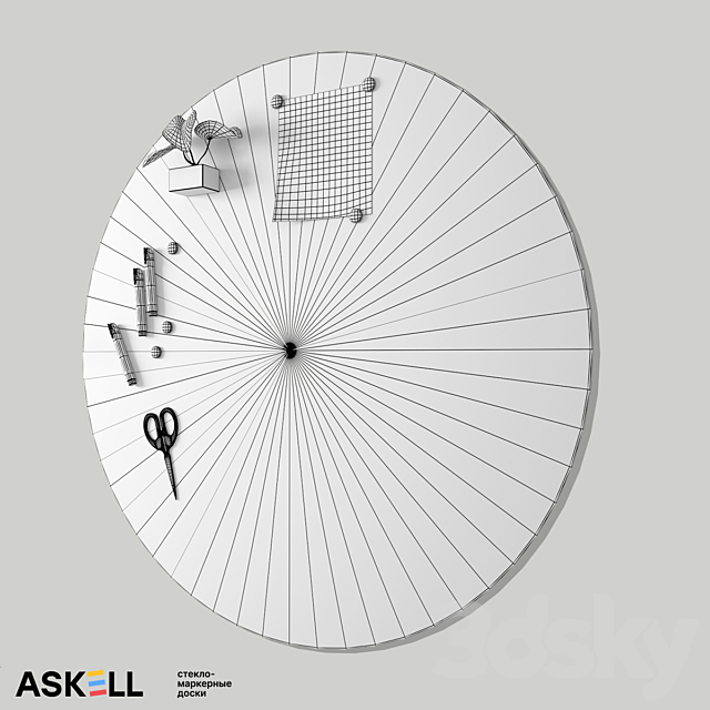 Magnetic whiteboard for office “Askell Round” 3DS Max Model - thumbnail 4