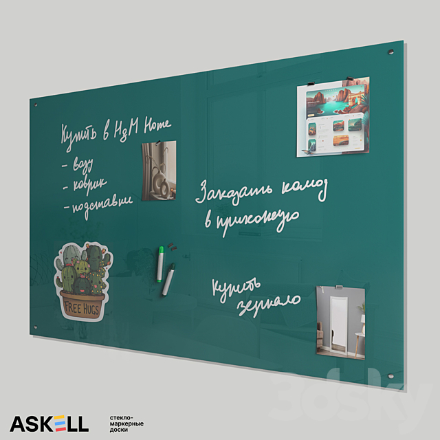 Magnetic whiteboard for office “Askell Standart” 3DS Max Model - thumbnail 2