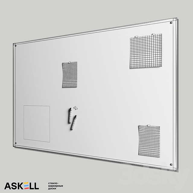 Magnetic whiteboard for office “Askell Standart” 3DS Max Model - thumbnail 4