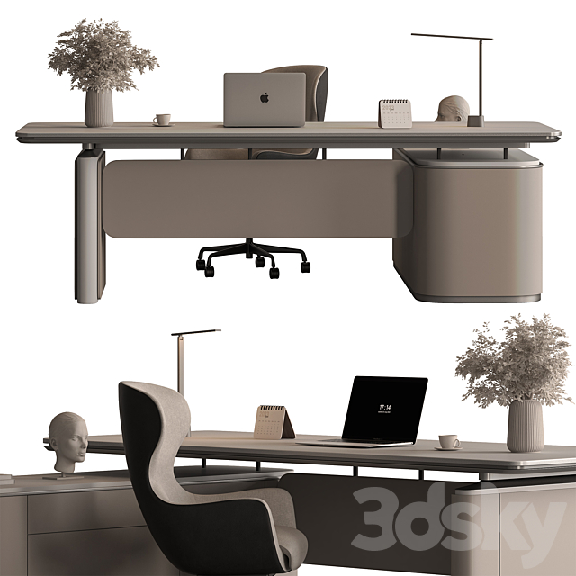 Manager Desk – Office Furniture 693 3ds Max - thumbnail 2