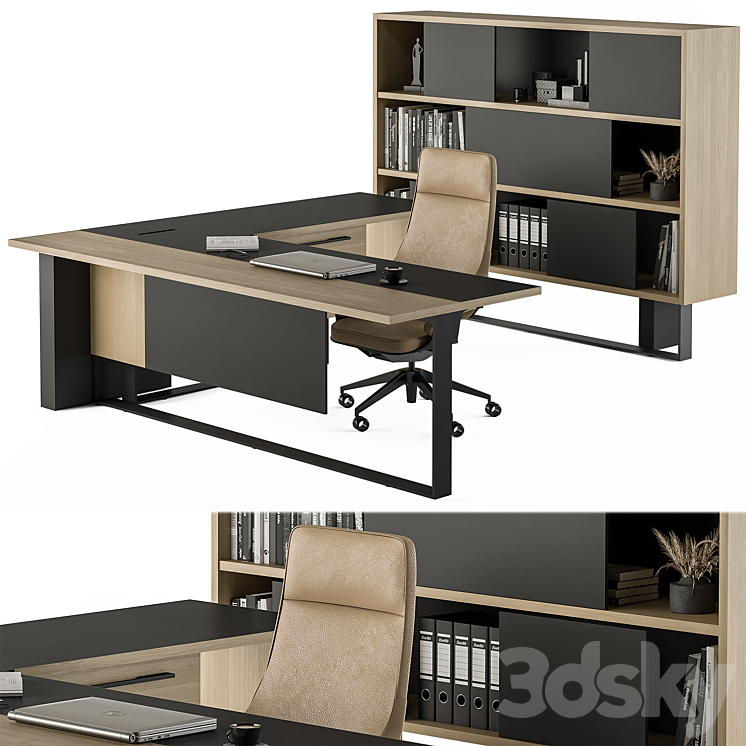 Manager Desk Set – Office Furniture 359 3DS Max Model - thumbnail 1