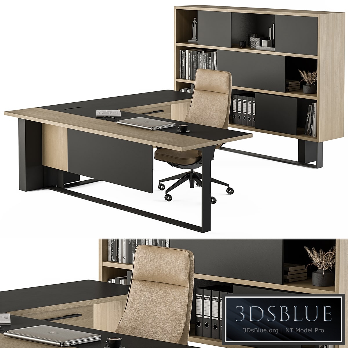 Manager Desk Set – Office Furniture 359 3DS Max - thumbnail 3