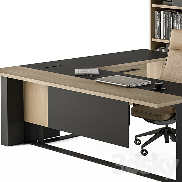 Manager Desk Set – Office Furniture 359 3DS Max Model - thumbnail 3