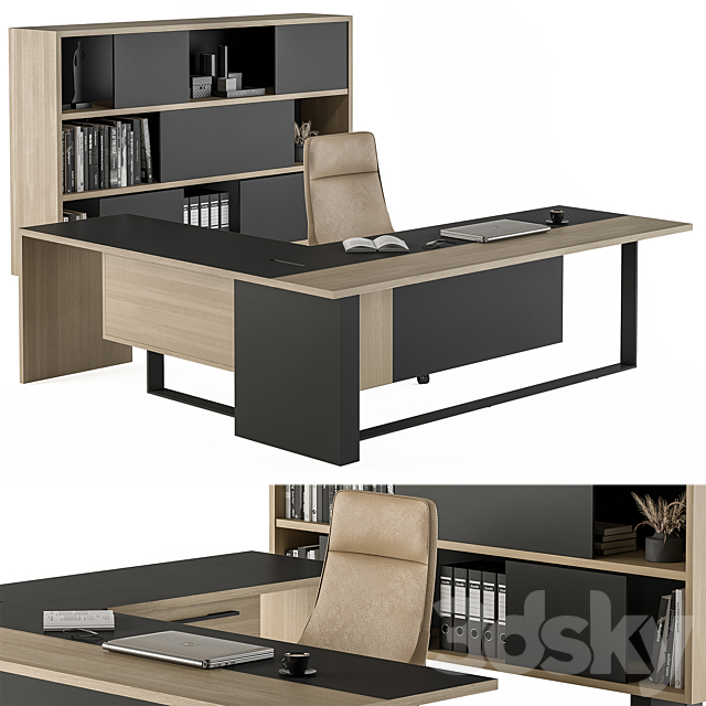 Manager Desk Set – Office Furniture 359 3DS Max Model - thumbnail 4