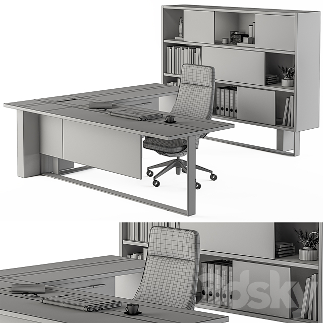 Manager Desk Set – Office Furniture 359 3DS Max Model - thumbnail 5