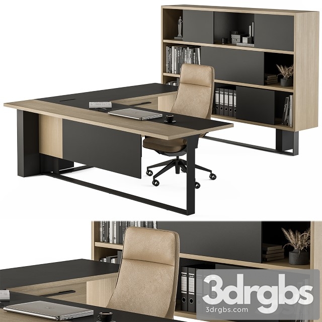 Manager Desk Set Office Furniture 359 3dsmax Download - thumbnail 1