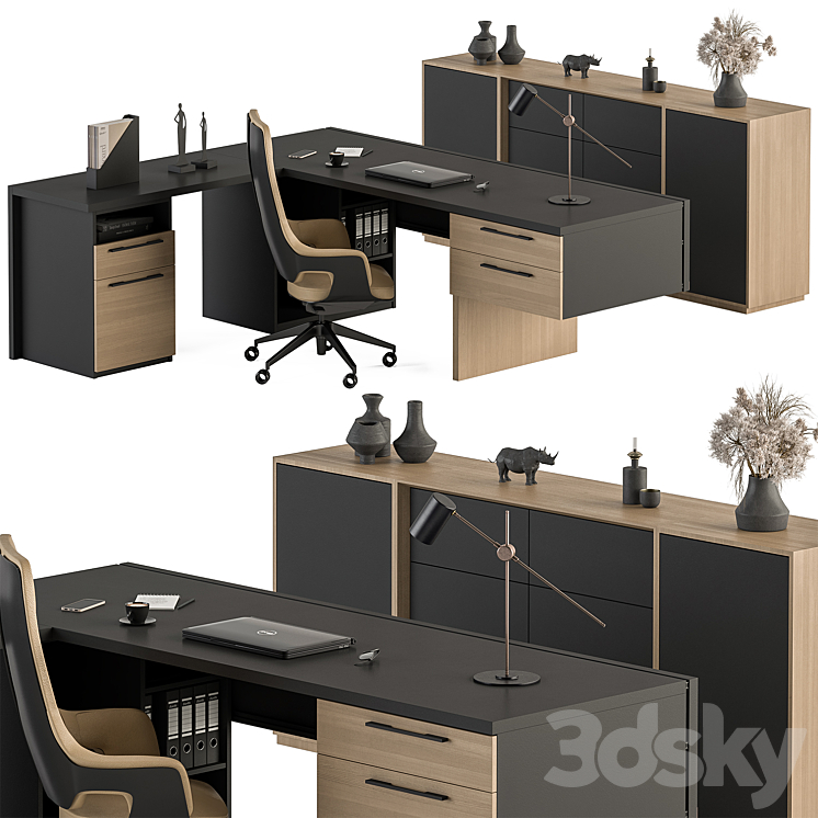 Manager Desk Set – Office Furniture 364 3DS Max Model - thumbnail 1