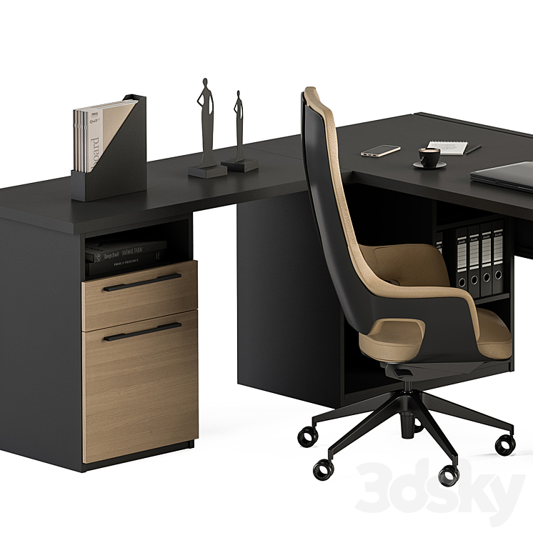 Manager Desk Set – Office Furniture 364 3DS Max Model - thumbnail 2