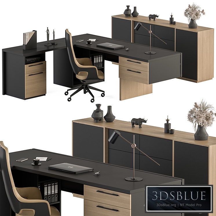 Manager Desk Set – Office Furniture 364 3DS Max - thumbnail 3