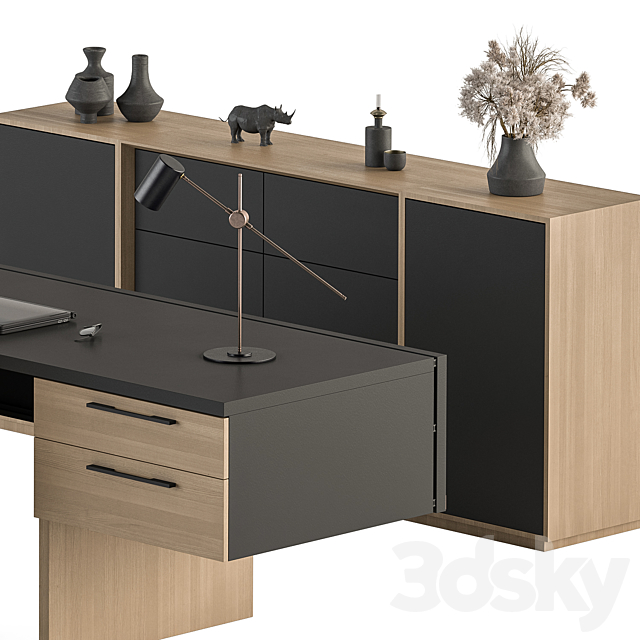 Manager Desk Set – Office Furniture 364 3DS Max Model - thumbnail 3