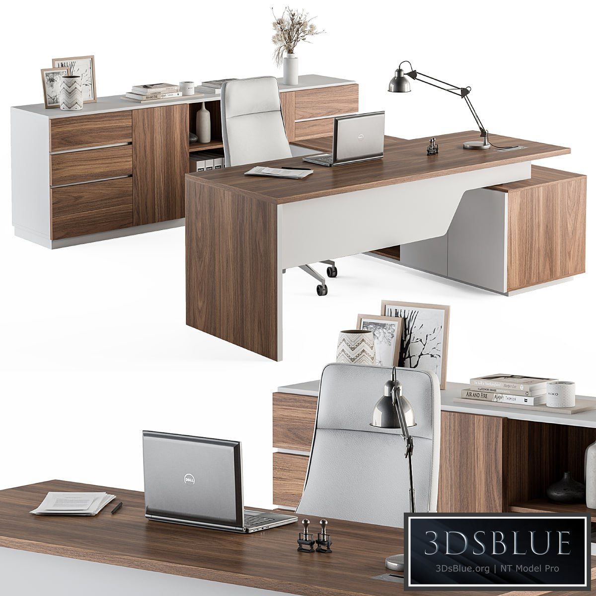 Manager Desk Wood and White – Office Furniture 268 3DS Max - thumbnail 3