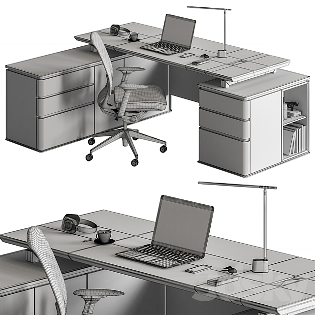 Manager Set – Office Furniture 442 3DS Max Model - thumbnail 4