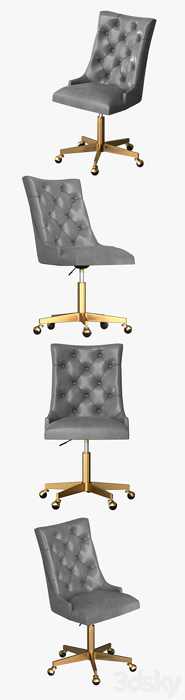 MARTINE ADJUSTABLE LEATHER DESK CHAIR 3ds Max - thumbnail 2