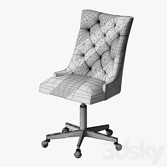 MARTINE ADJUSTABLE LEATHER DESK CHAIR 3ds Max - thumbnail 3