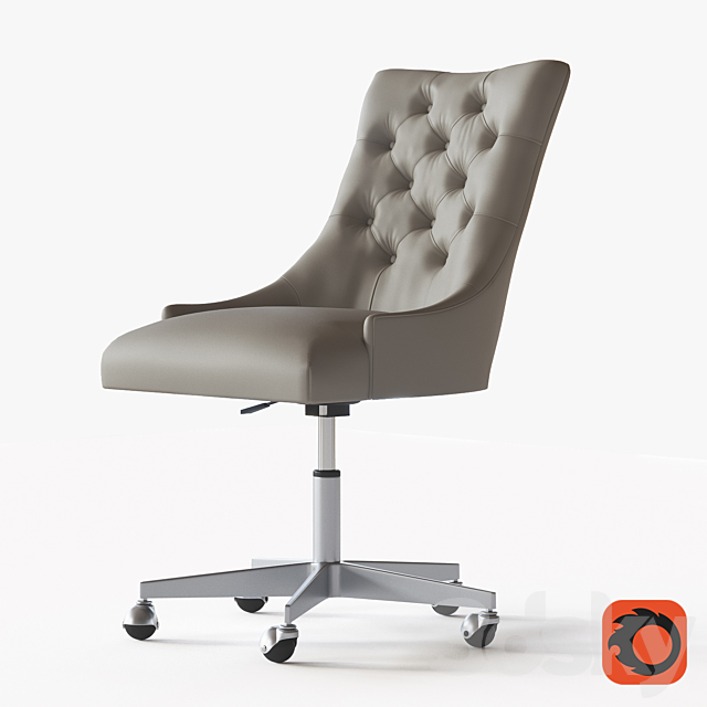 MARTINE ADJUSTABLE LEATHER DESK CHAIR – PEWTER 3ds Max - thumbnail 1