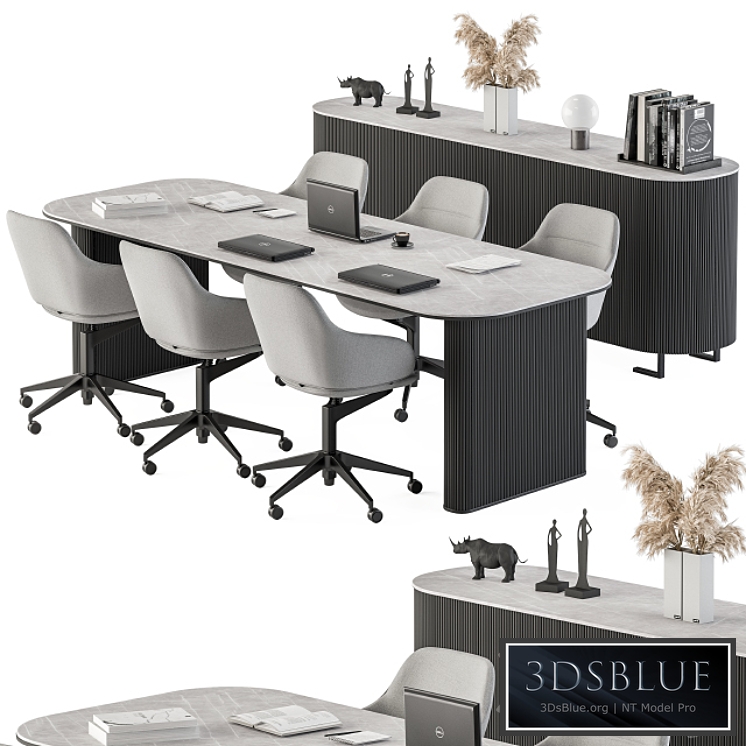 Meeting Table Black and Gray – Office Furniture 234 3DS Max - thumbnail 3