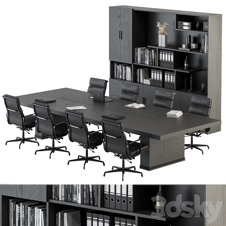 Meeting Table with office chair 08 3DS Max - thumbnail 1