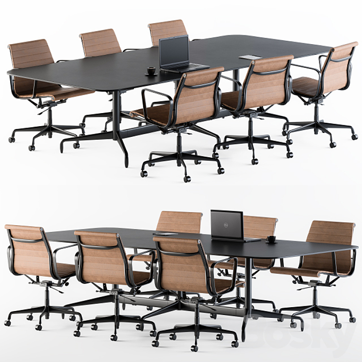 Meeting Table with office chair 3DS Max Model - thumbnail 3