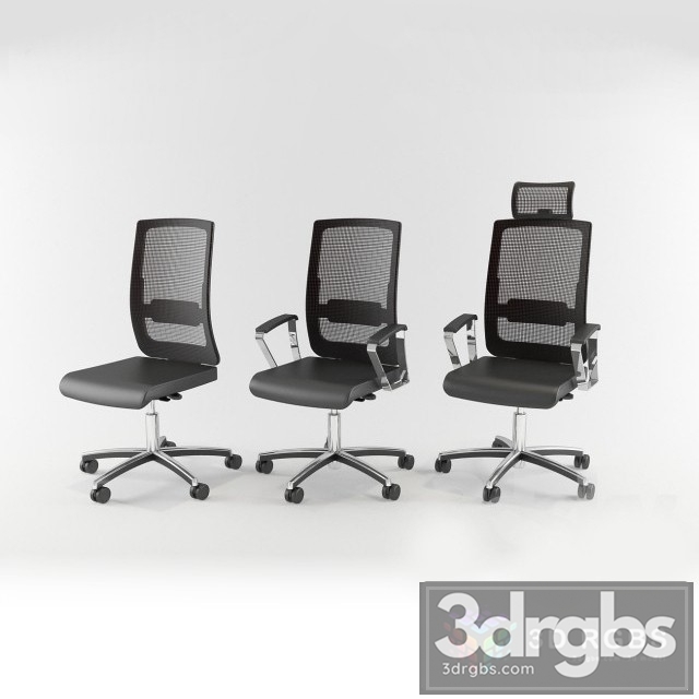 Mesh Adjustable Office Chair Set 3dsmax Download - thumbnail 1