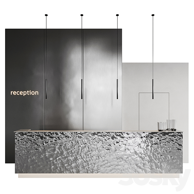 metal water reception desk 3dsMax Model - thumbnail 1