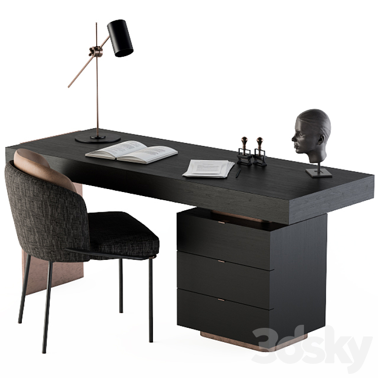 Minotti carson writing table 3DS Max - thumbnail 1