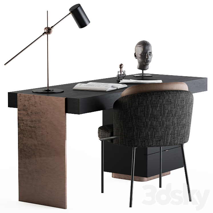 Minotti carson writing table 3DS Max - thumbnail 2