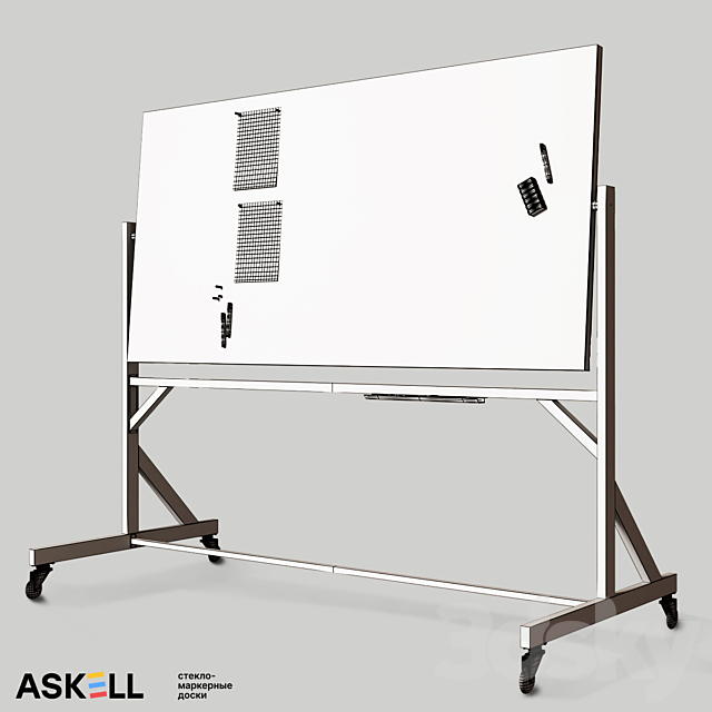 Mobile magnetic whiteboard “Askell Twirl” 3DS Max Model - thumbnail 4