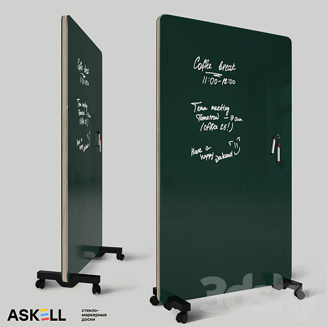 Mobile magnetic whiteboard “New Askell” 3DS Max Model - thumbnail 3