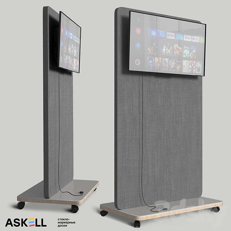 “Mobile whiteboard with acoustic panel function “”ASKELL Mobile 3MA100170″”” 3DS Max - thumbnail 1