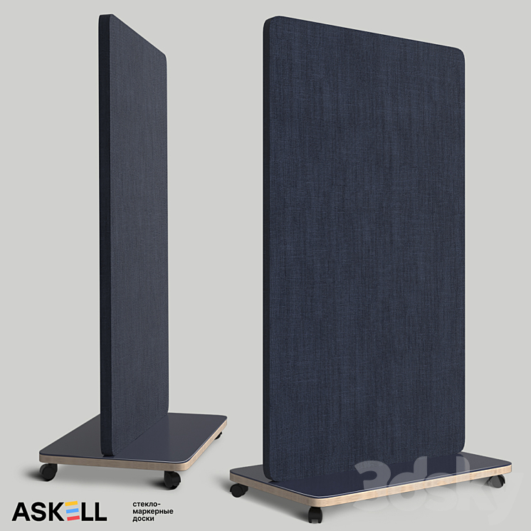 “Mobile whiteboard with acoustic panel function “”ASKELL Mobile 3MA100170″”” 3DS Max - thumbnail 2