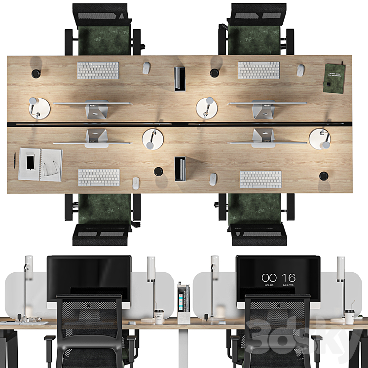 modern office furniture 3DS Max Model - thumbnail 2