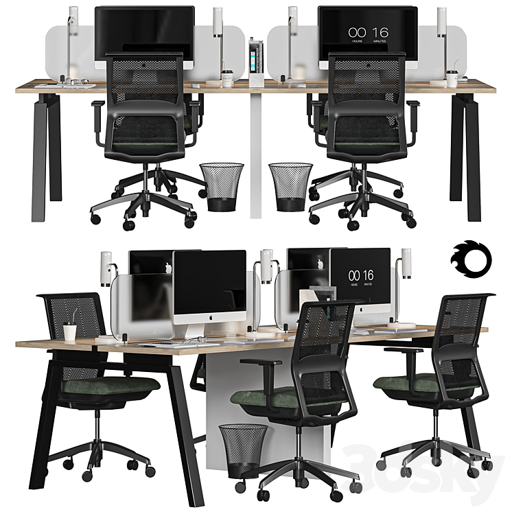 modern office furniture 3DS Max Model - thumbnail 3