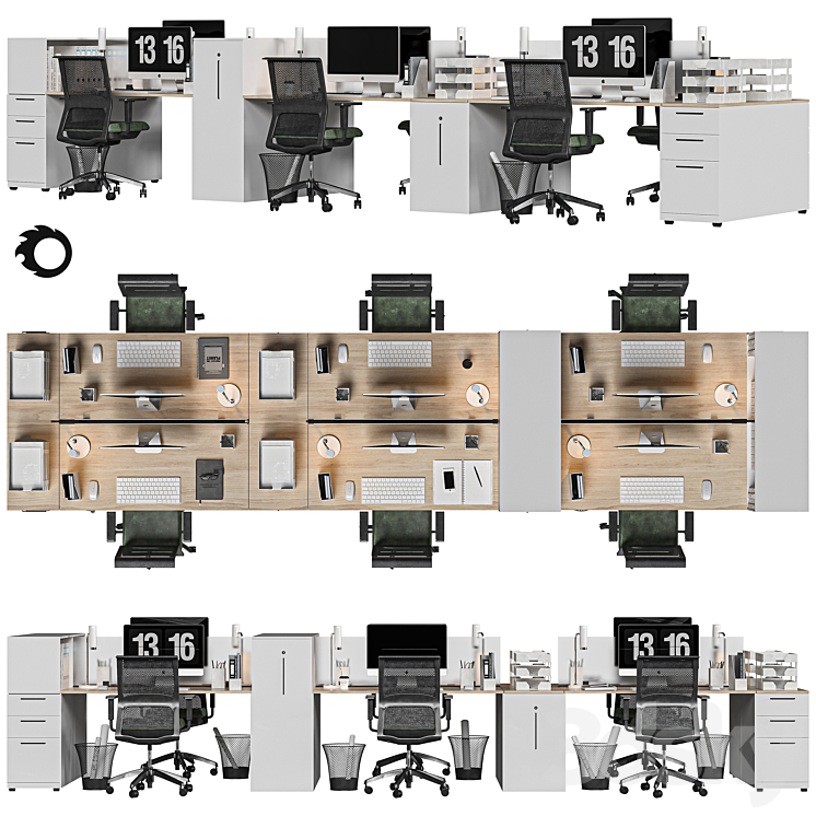 modern office furniture 3DS Max Model - thumbnail 1