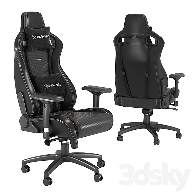 Noblechairs Epic Black _ Gold Gaming Chair 3DS Max Model - thumbnail 1