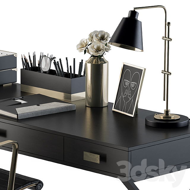 Office Black Gold Design 3DS Max Model - thumbnail 3