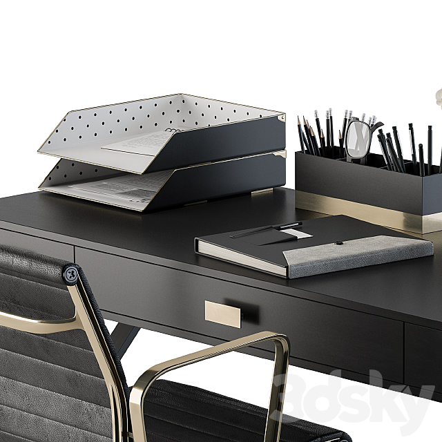 Office Black Gold Design 3DS Max Model - thumbnail 4