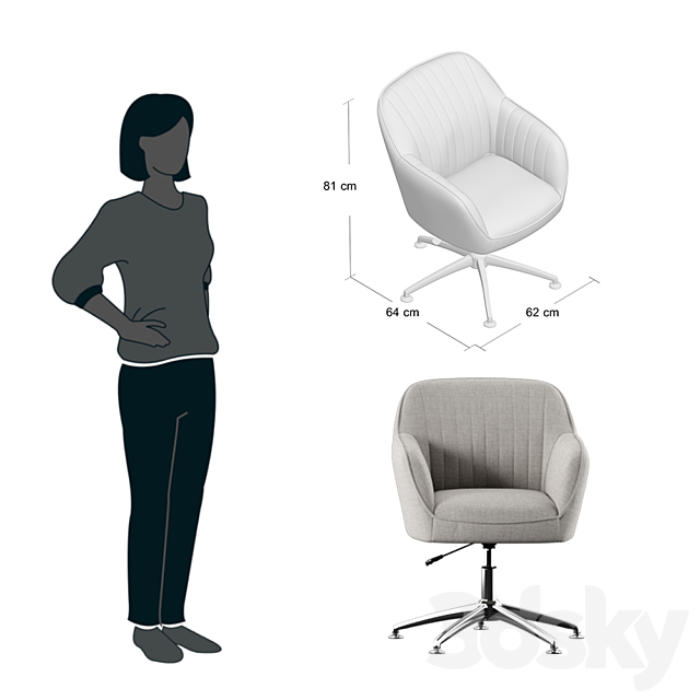 Office  chair 3DSMax File - thumbnail 3