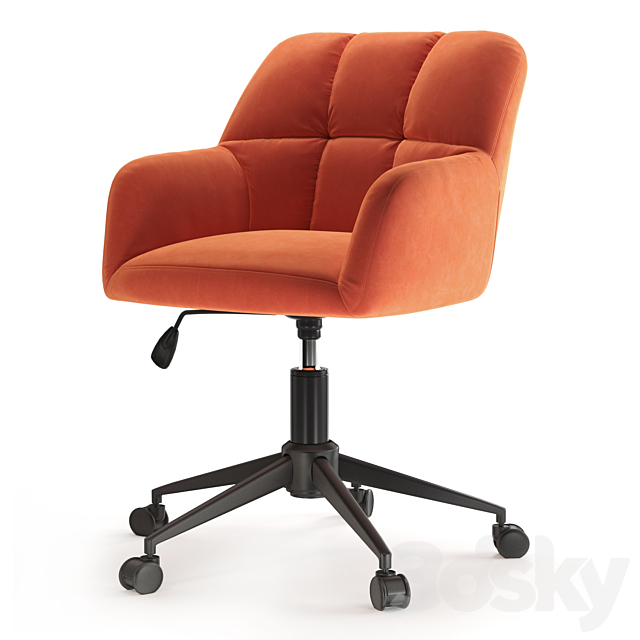 Office chair Elnor Velvet Orange 3DS Max Model - thumbnail 2