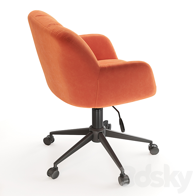 Office chair Elnor Velvet Orange 3DS Max Model - thumbnail 3