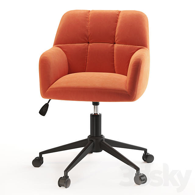 Office chair Elnor Velvet Orange 3DS Max Model - thumbnail 4