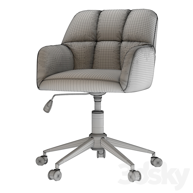 Office chair Elnor Velvet Orange 3DS Max Model - thumbnail 5